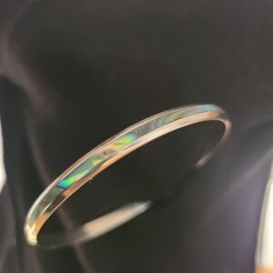 Elegant Silver and Green Bangle Bracelet